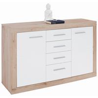 Komoda Malta - bijela/boje hrasta, Moderno, drvni materijal/plastika (138/86/35cm) - Modern Living