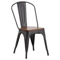 STUHL-SET TEMPE - Dunkelgrau/Dunkelbraun, Design, Holz/Metall (36/85/51cm) - Livetastic