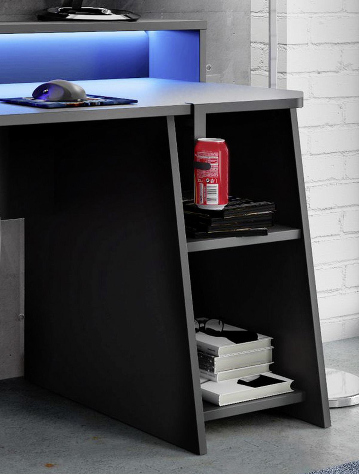 Gaming Miza Tezauer, Črna - črna, Moderno, kovina/umetna masa (200/72/91cm) - MID.YOU