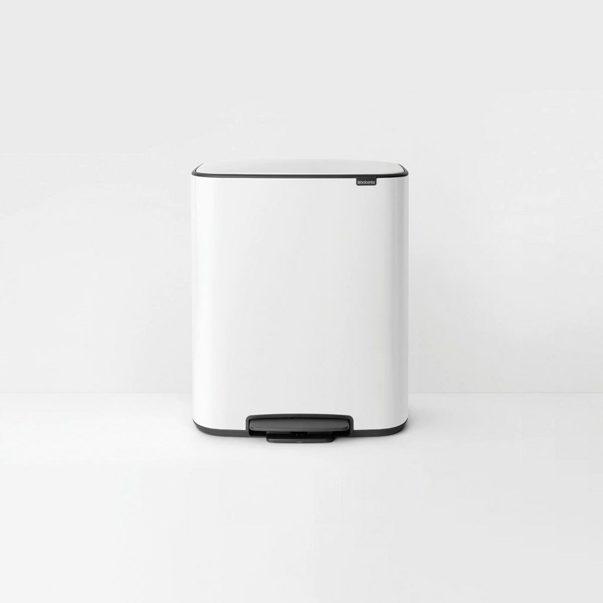 KOSZ NA ODPADY 211447 - biały/czarny, Basics, tworzywo sztuczne/metal (54.1/65.2/36.3cm) - Brabantia