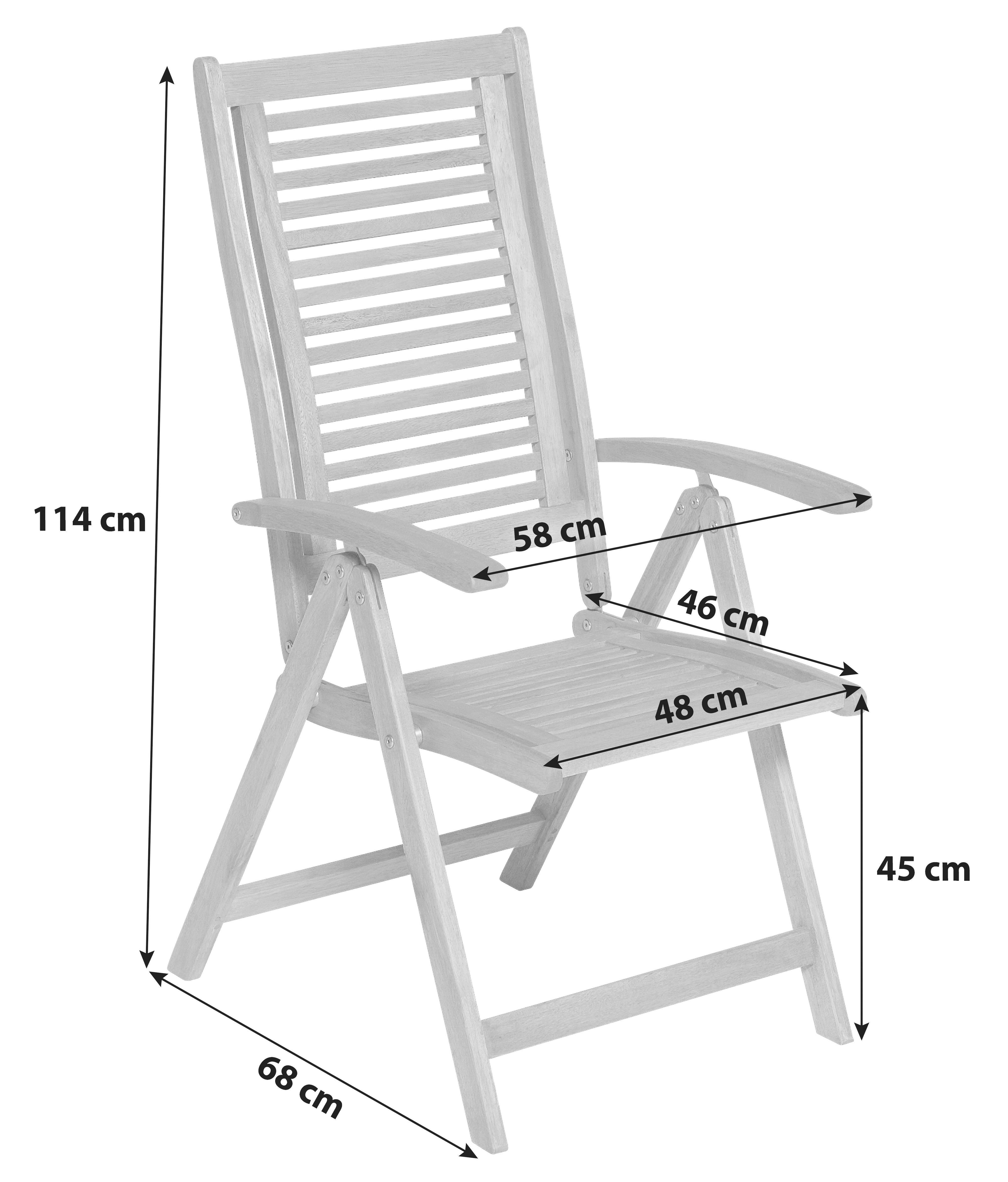 Gartenklappsessel Cordoba Naturfarben Eukalyptus - Naturfarben, Basics, Holz (58/114/68cm) - Gardenson