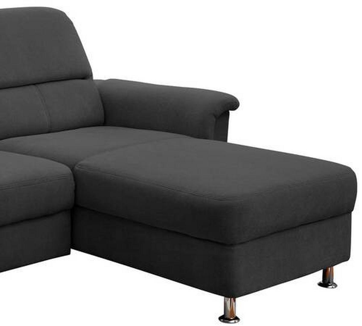 Ecksofa mit Relaxfunktion + USB Anschluss Parole, Mikrof. - Chromfarben/Schwarz, MODERN, Textil/Metall (231/165cm) - Livetastic