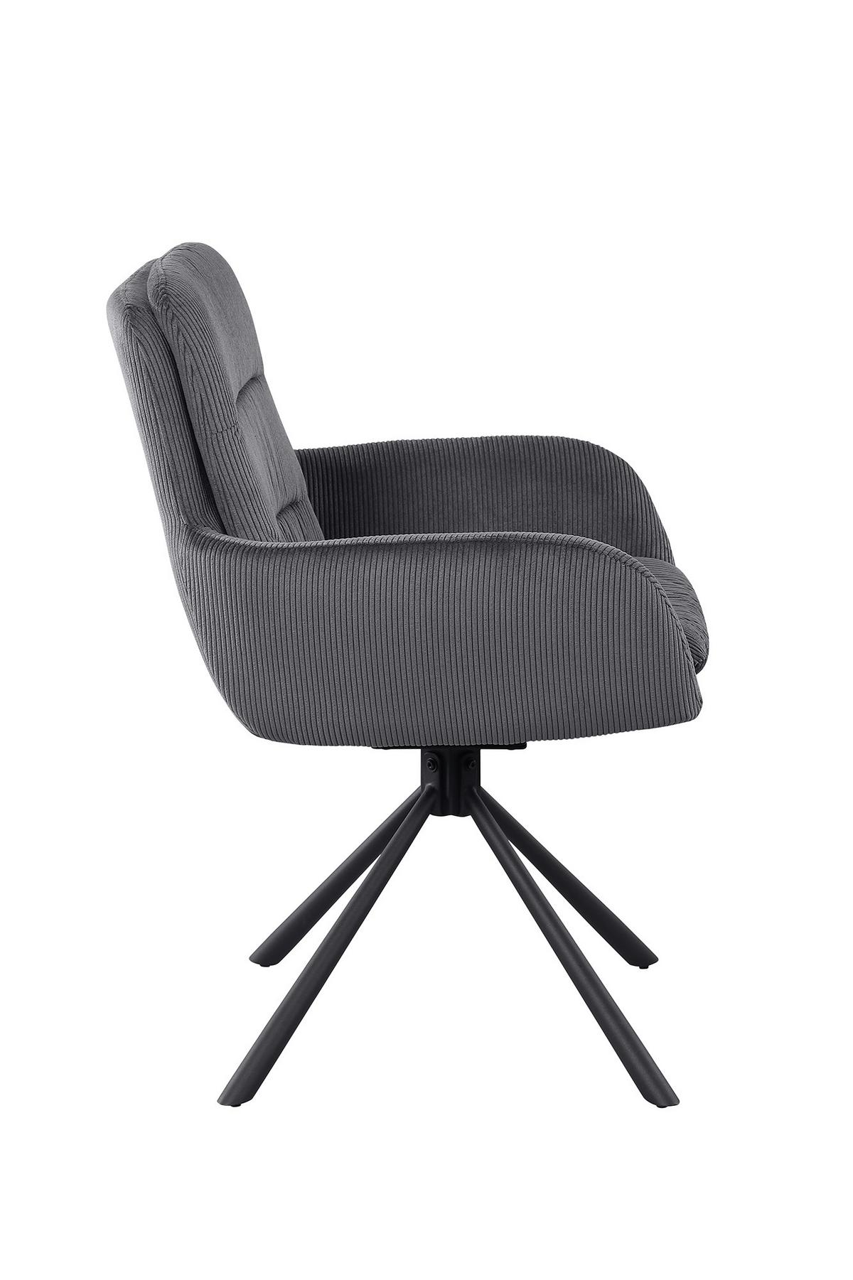 Naslanjač Cord, Temno Siva, Vrtljiv - temno siva/črna, Moderno, kovina/tekstil (60/89/64cm) - Livetastic