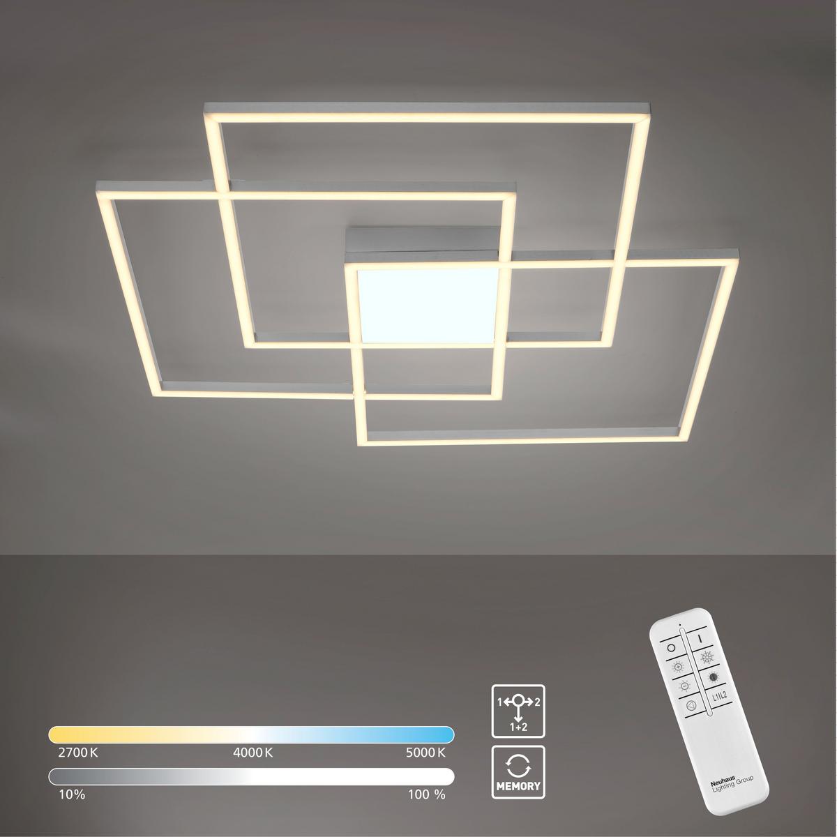 LED-Deckenleuchte Asmin max. 48 Watt - Silberfarben, Design, Kunststoff/Metall (75/75/6cm)