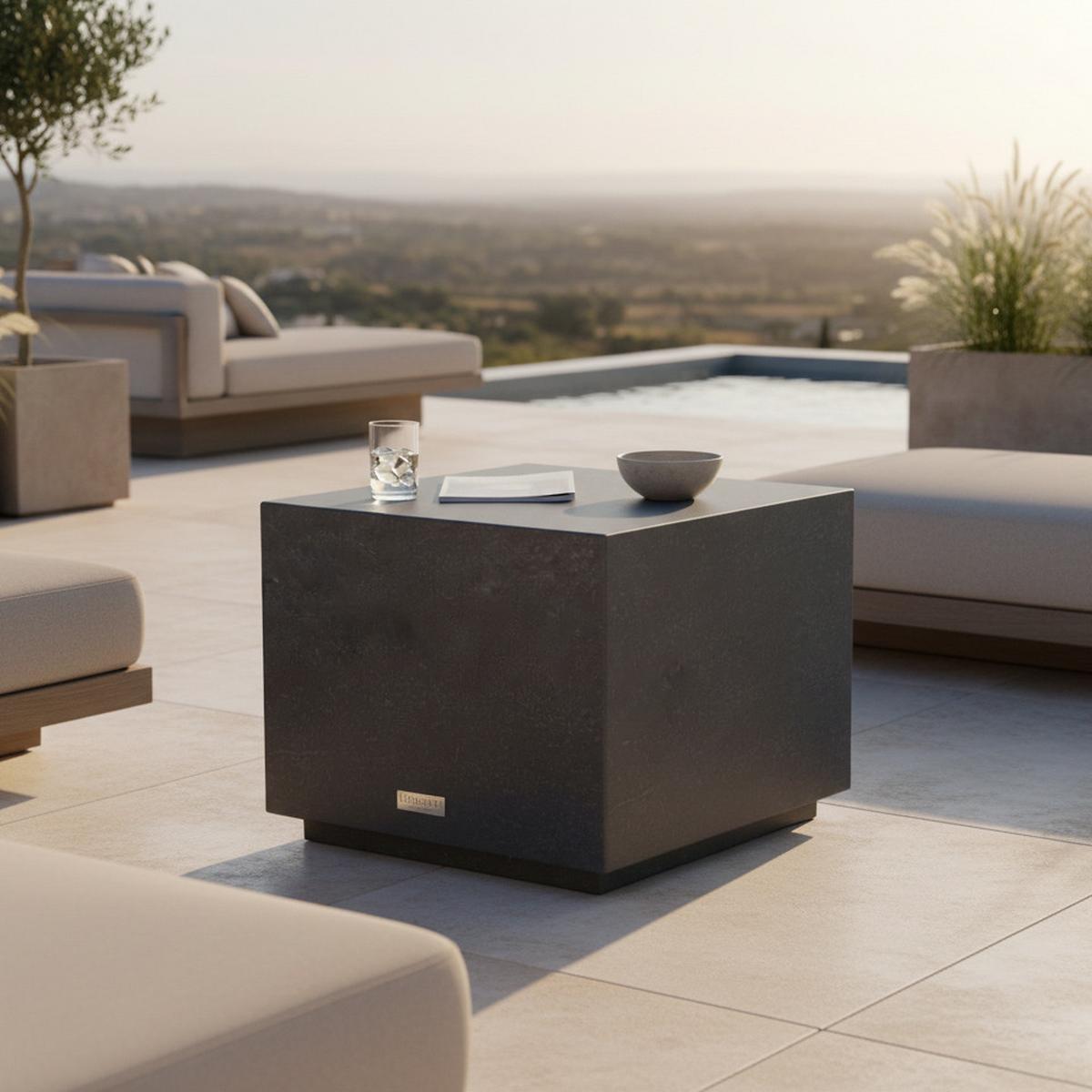 Loungetisch Tevere Schwarz - Schwarz, KONVENTIONELL, Stein (45/45/50.8cm) - Gardenson