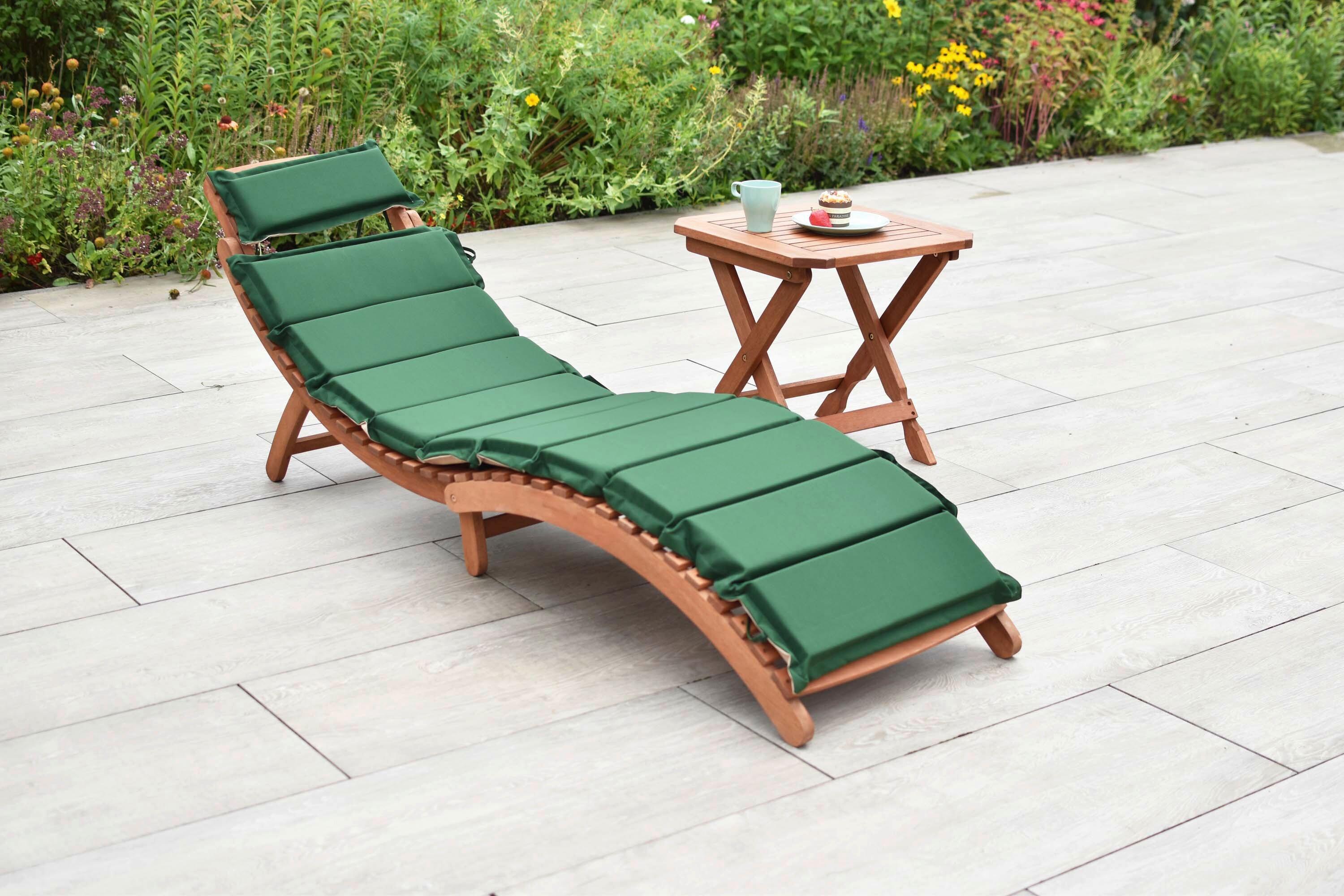 Gartenliege Ipanema inkl. Auflage aus Eukalyptus - Eukalyptusholzfarben/Beige, KONVENTIONELL, Holz/Textil - Gardenson