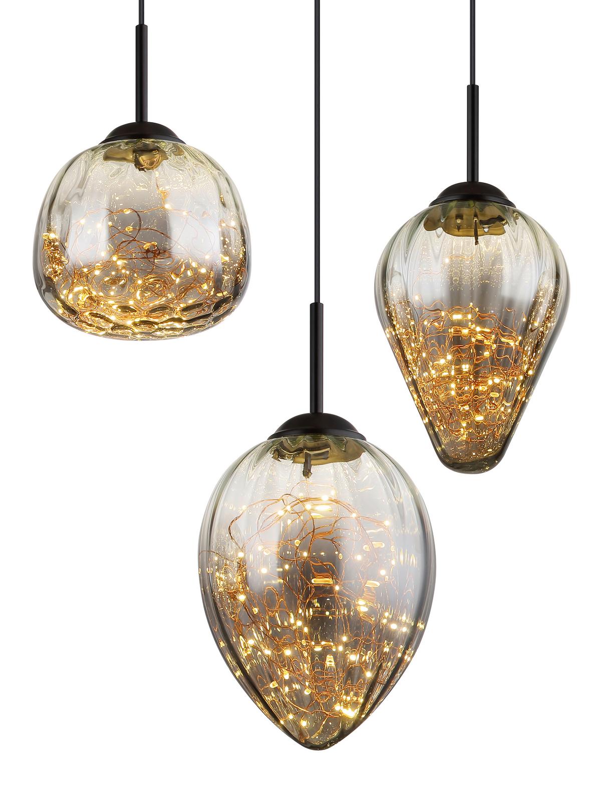 Viseča Led-svetilka 15642-6 - črna/prozorno, Design, kovina/steklo (97/32/120cm) - Globo