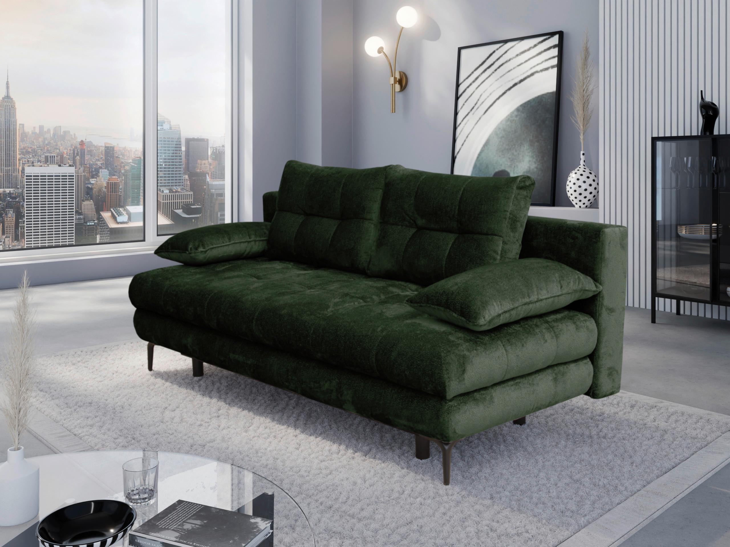 Canapea extensibila PERLA - verde închis, Konventionell, textil (203/94/96cm)