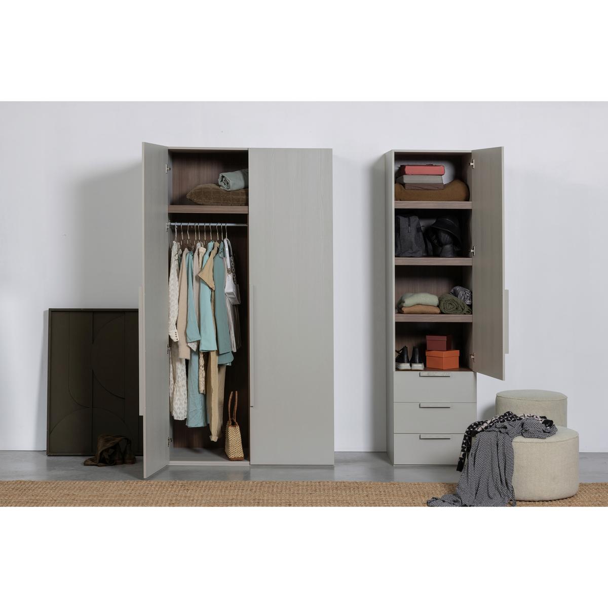 DREHTÜRENSCHRANK Rens, Grau B: 55 cm - Grau, Design, Holz (55/210/58cm) - Livetastic