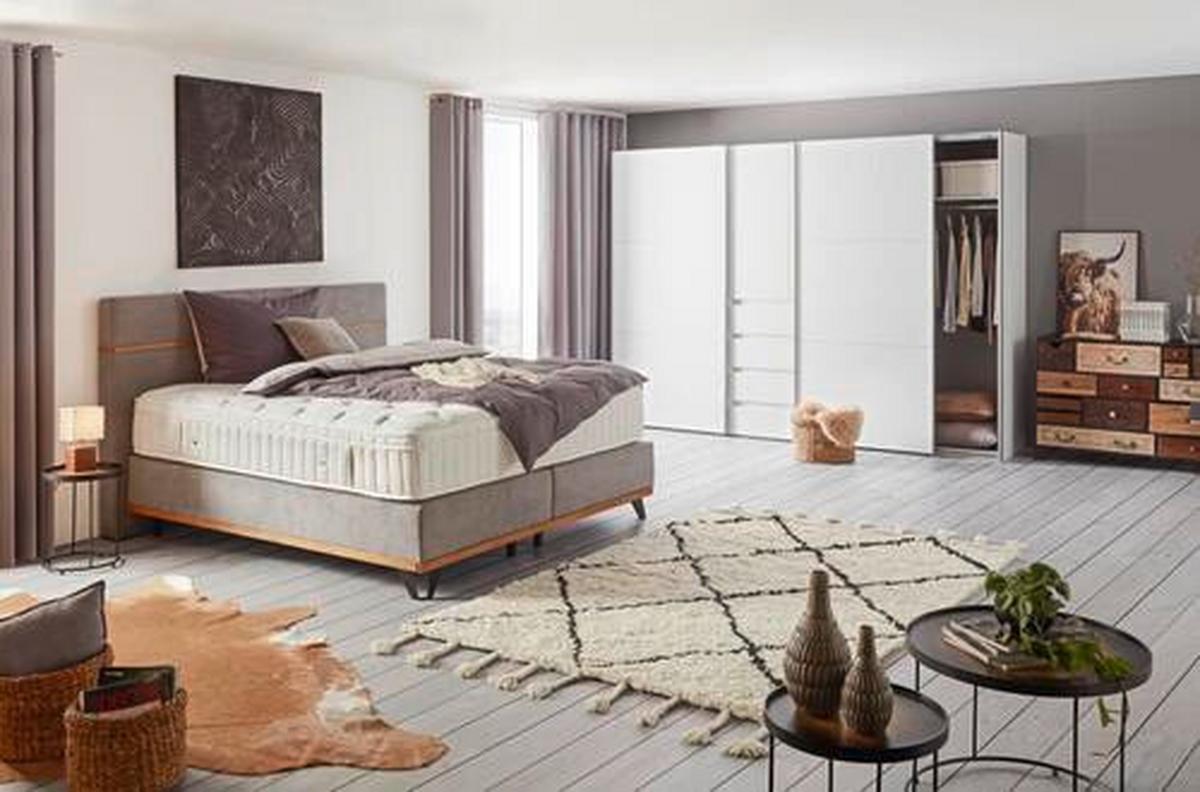 Kombischrank in Polarweiss - Weiss/Alufarben, Konventionell, Holzwerkstoff/Metall (300/216/68cm) - Premium Living