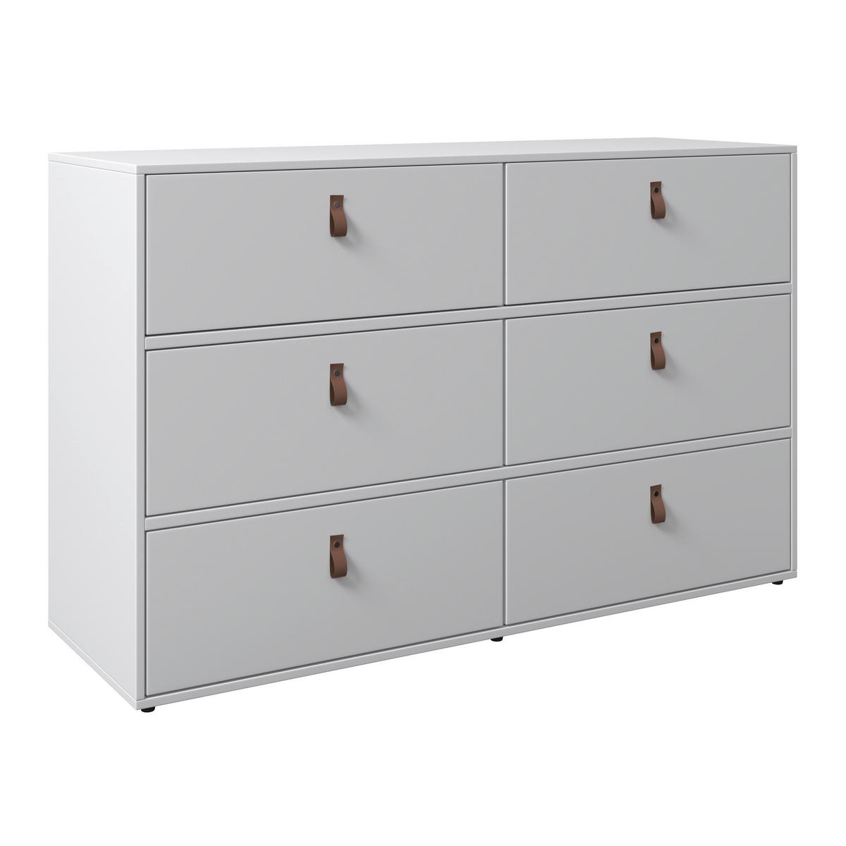 Kommode Mick Weiß MDF - Schwarz/Braun, MODERN, Kunststoff/Textil (120/75/40cm) - Bessagi Home