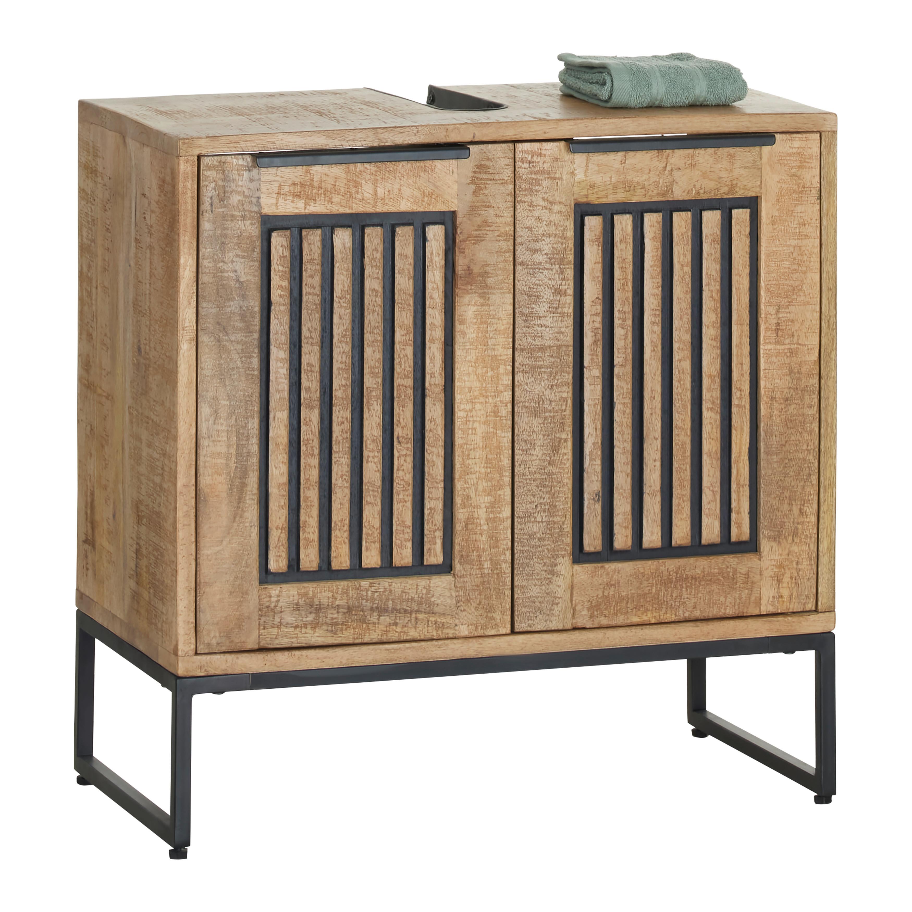 Waschbeckenunterschrank Everest Naturfarben/Schwarz - Schwarz/Naturfarben, Natur, Holz/Metall (60/60/32cm) - Mömax