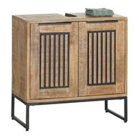 Waschbeckenunterschrank Everest Naturfarben/Schwarz - Schwarz/Naturfarben, Natur, Holz/Metall (60/60/32cm) - Mömax