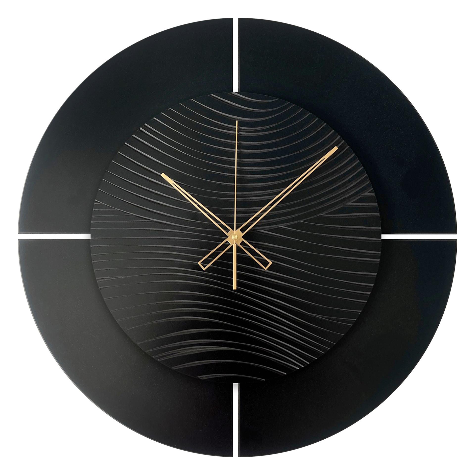 Wanduhr Schwarz/Goldfarben Ø ca. 57cm - Goldfarben/Schwarz, Basics, Holz/Kunststoff (57cm)