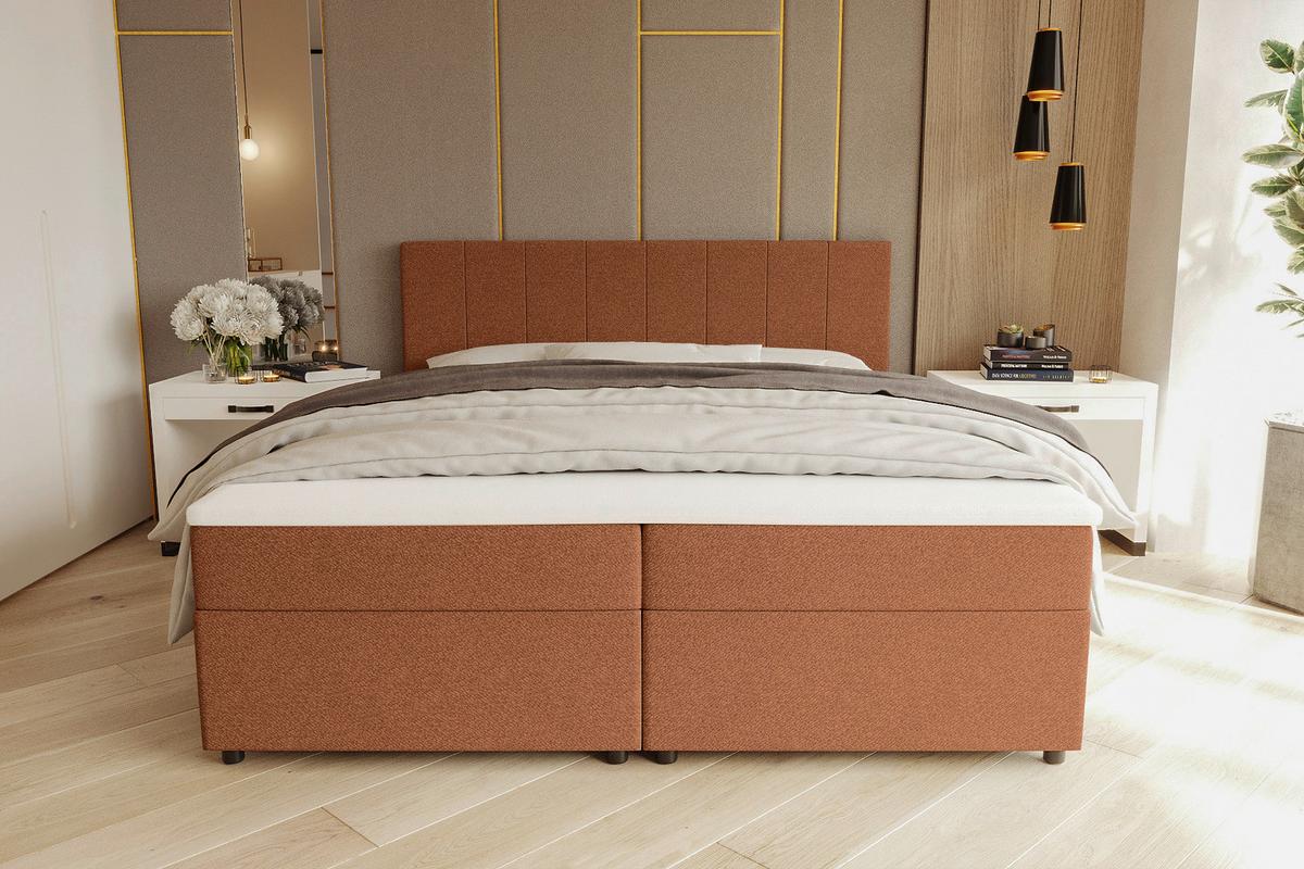 Boxbett Odin Orange ca. 140x200cm - Schwarz/Orange, KONVENTIONELL, Kunststoff/Textil (140/200cm) - Based