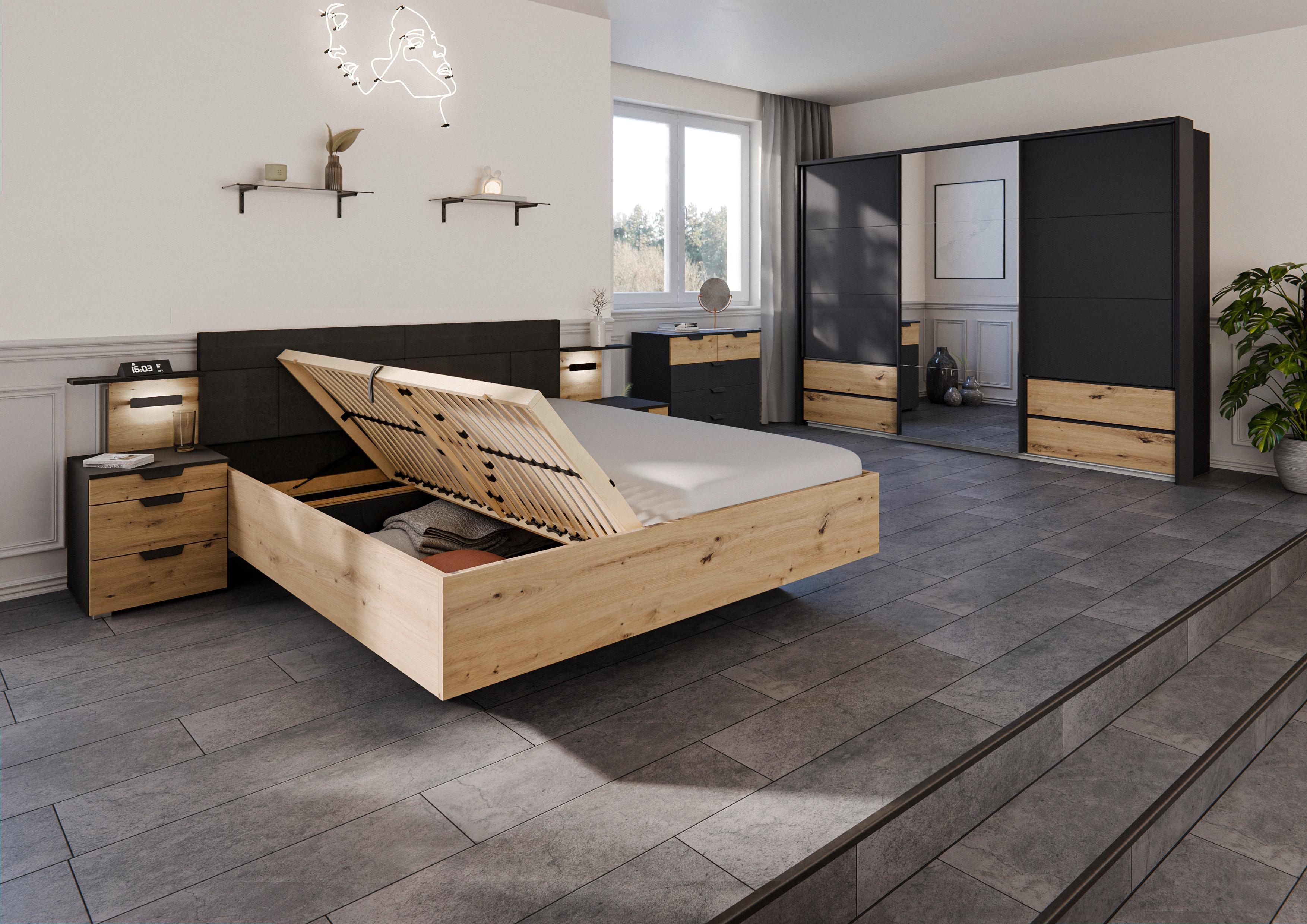 Krevet Karpo - hrast Artisan, Moderno, drvni materijal/tekstil (160/200cm) - Premium Living