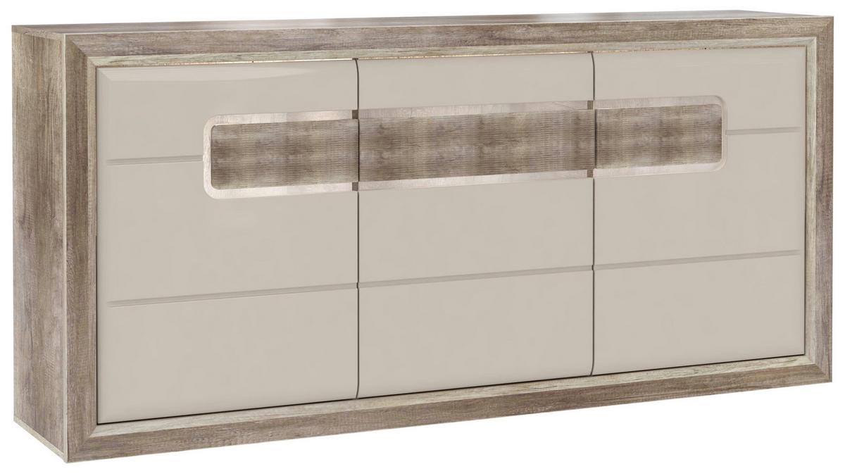 Bufet Tiziano - bej/culoare lemn stejar, Modern, plastic/sticlă (193,6/91,4/43,5cm) - Modern Living