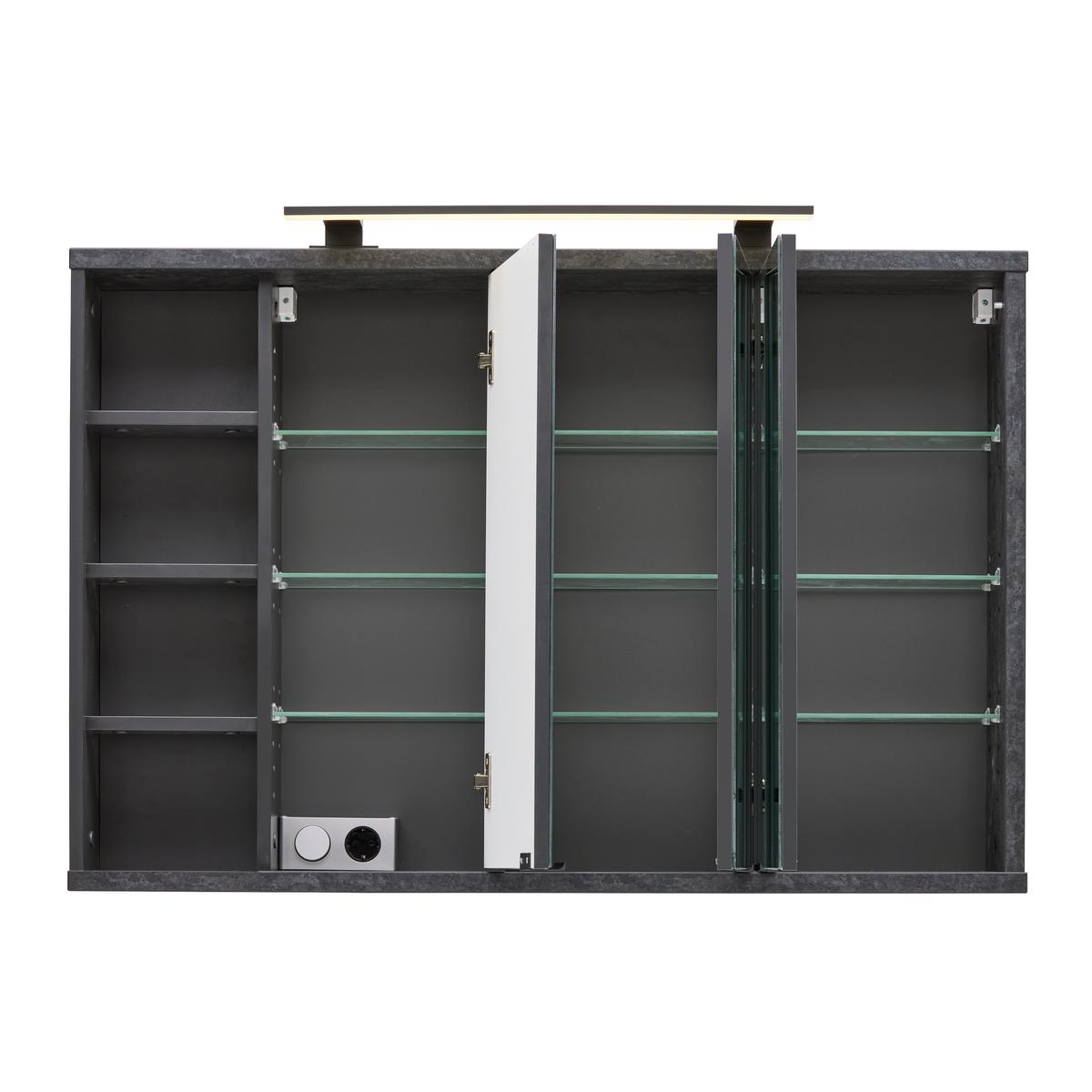 Spiegelschrank Camillo Anthrazit/Schwarz - Schwarz, MODERN, Glas/Holzwerkstoff (110/74/20cm) - Mömax