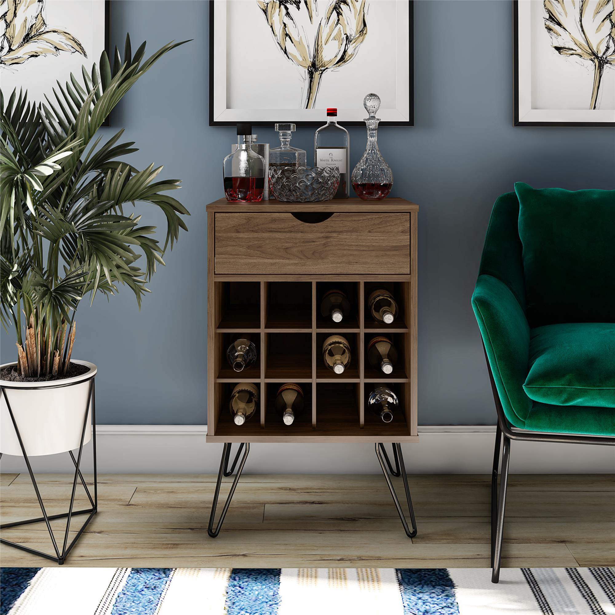 Weinregal Concord Walnussfarben ca.51x80x45cm - Walnussfarben/Schwarz, Design, Holzwerkstoff/Metall (51/80/45cm) - MID.YOU