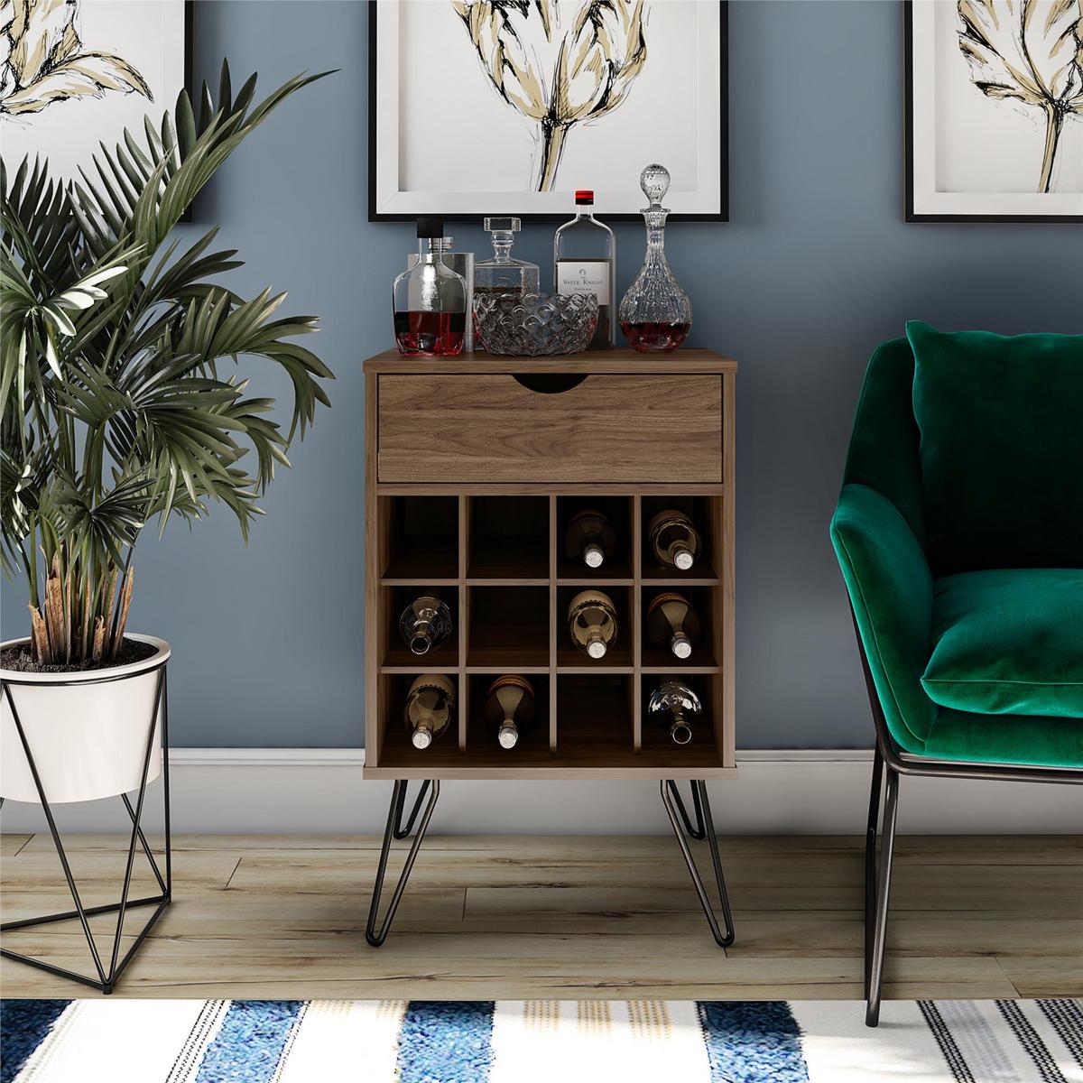 Weinregal Concord Walnussfarben ca.51x80x45cm - Walnussfarben/Schwarz, Design, Holzwerkstoff/Metall (51/80/45cm) - MID.YOU