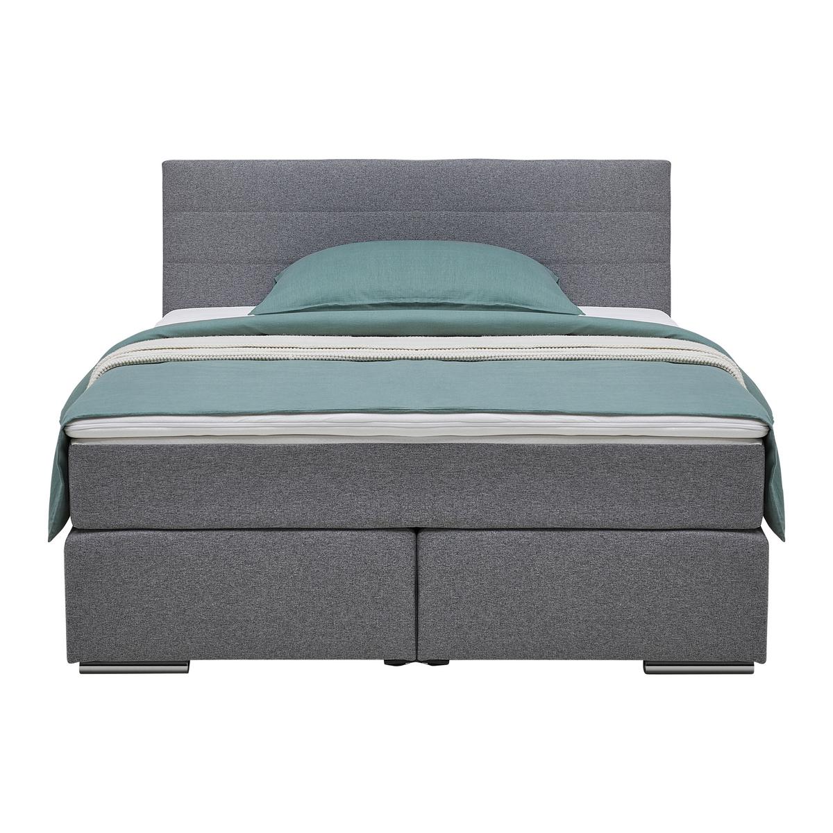 Boxspringbett Palermo in Grau ca. 140x200cm - Chromfarben/Grau, KONVENTIONELL, Kunststoff/Textil (140/200cm) - Based