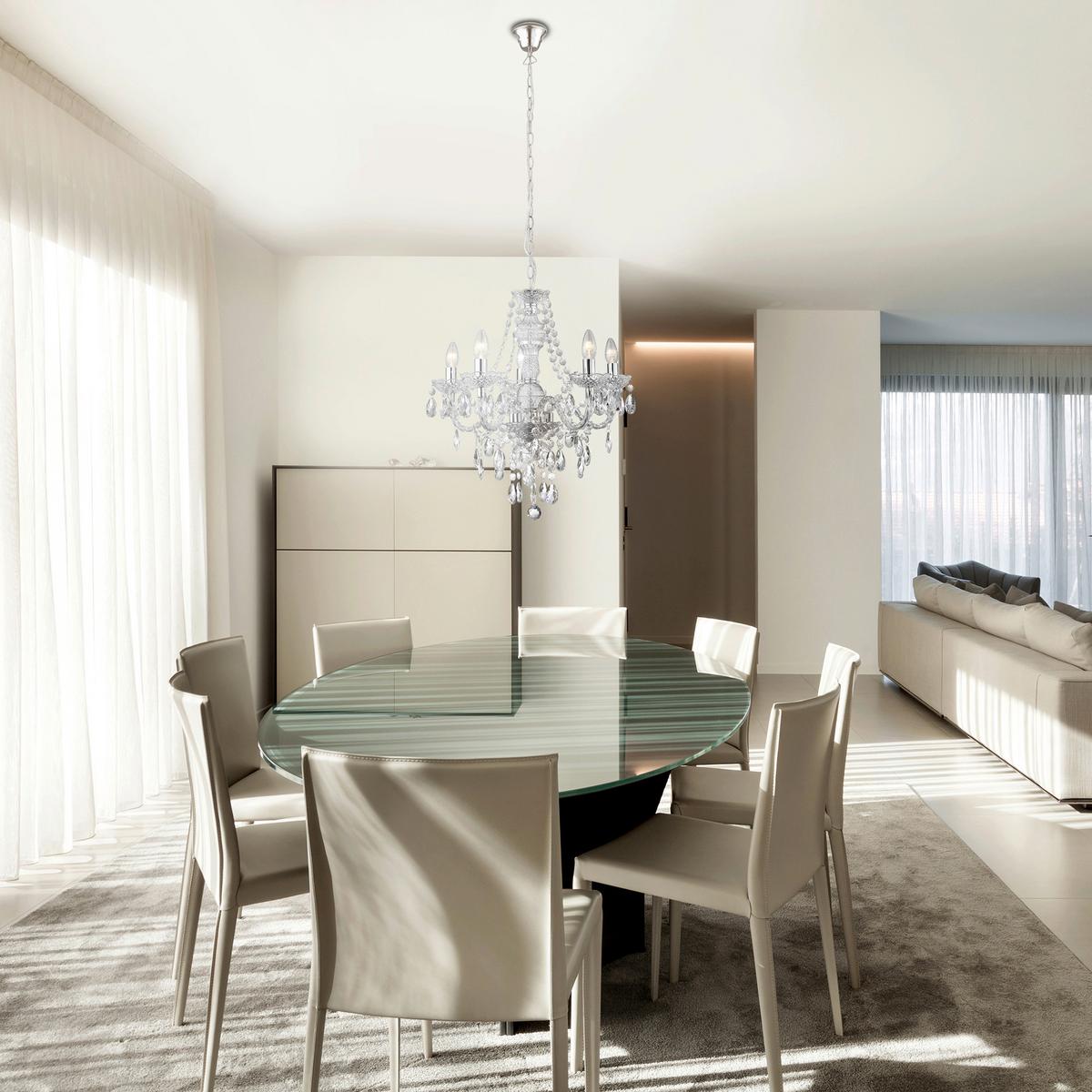 Csillár Marie Therese 8885-5cl - krómszínű, Konventionell, műanyag/fém (55/130cm)