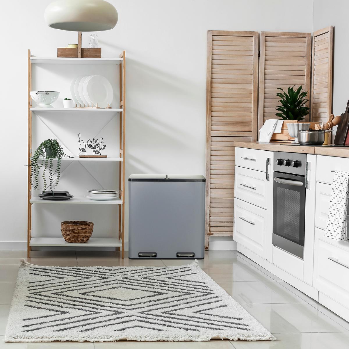 Abfallsammler Clean Grau ca. 58,5x62x32cm - Schwarz/Grau, MODERN, Kunststoff/Metall (58,5/62/32cm) - MID.YOU