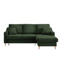 Ecksofa Valentina Cord ca. 228x150 cm Dunkelgrün - Dunkelgrün/Naturfarben, Design, Holz/Textil (228/150cm) - P & B