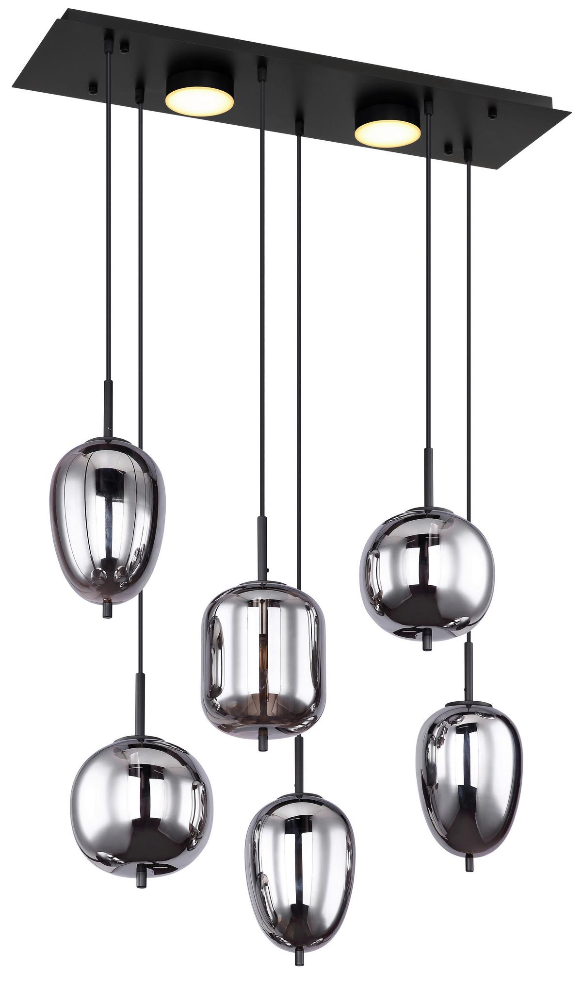 Viseča Led-svetilka 15345-6l Blacky - črna/siva, Design, kovina/umetna masa (80/34/120cm) - Globo