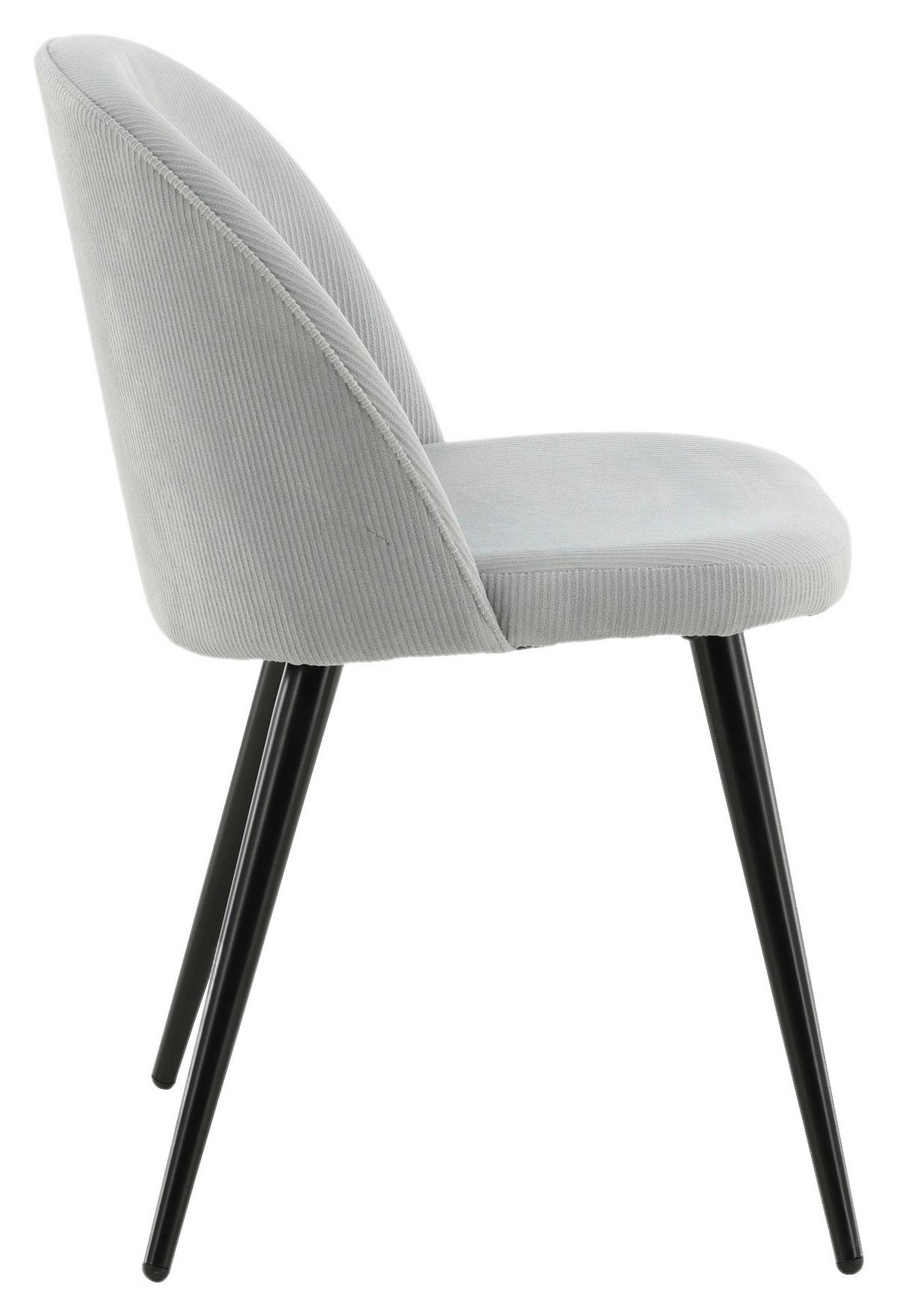 STUHL-SET VELVET - Schwarz/Grau, Design, Textil/Metall (57/76,5/50cm) - Livetastic