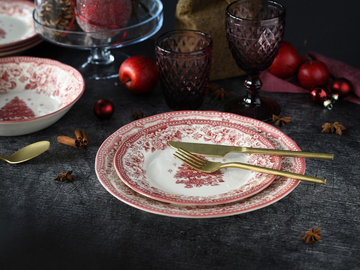 Jedilni Servis Christmas Tree, 12-Delni - rdeča, Basics, keramika - Creatable