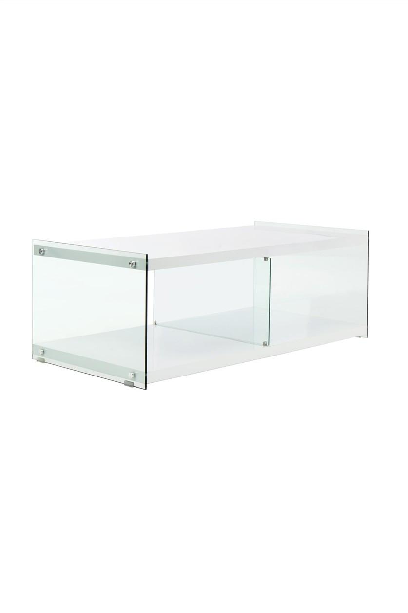 Beistelltisch Tv-Tisch Elementary 100 Weiss - Weiss, Design, Glas/Holz (120/45/60cm) - Kayoom