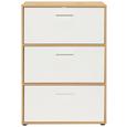 Schuhschrank Weiß/Eichefarben - Chromfarben/Eichefarben, MODERN, Holzwerkstoff/Kunststoff (69/99/38cm) Schuhschrank Weiß/Eichefarben - Chromfarben/Eichefarben, MODERN, Holzwerkstoff/Kunststoff (69/99/38cm)