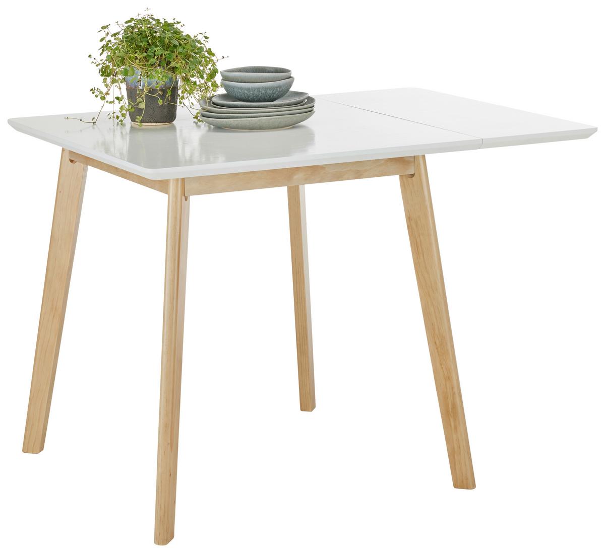 Esstisch in Naturfarben/Weiß - Weiss/Naturfarben, Modern, Holz/Holzwerkstoff (75/75-105/75cm) - Mömax