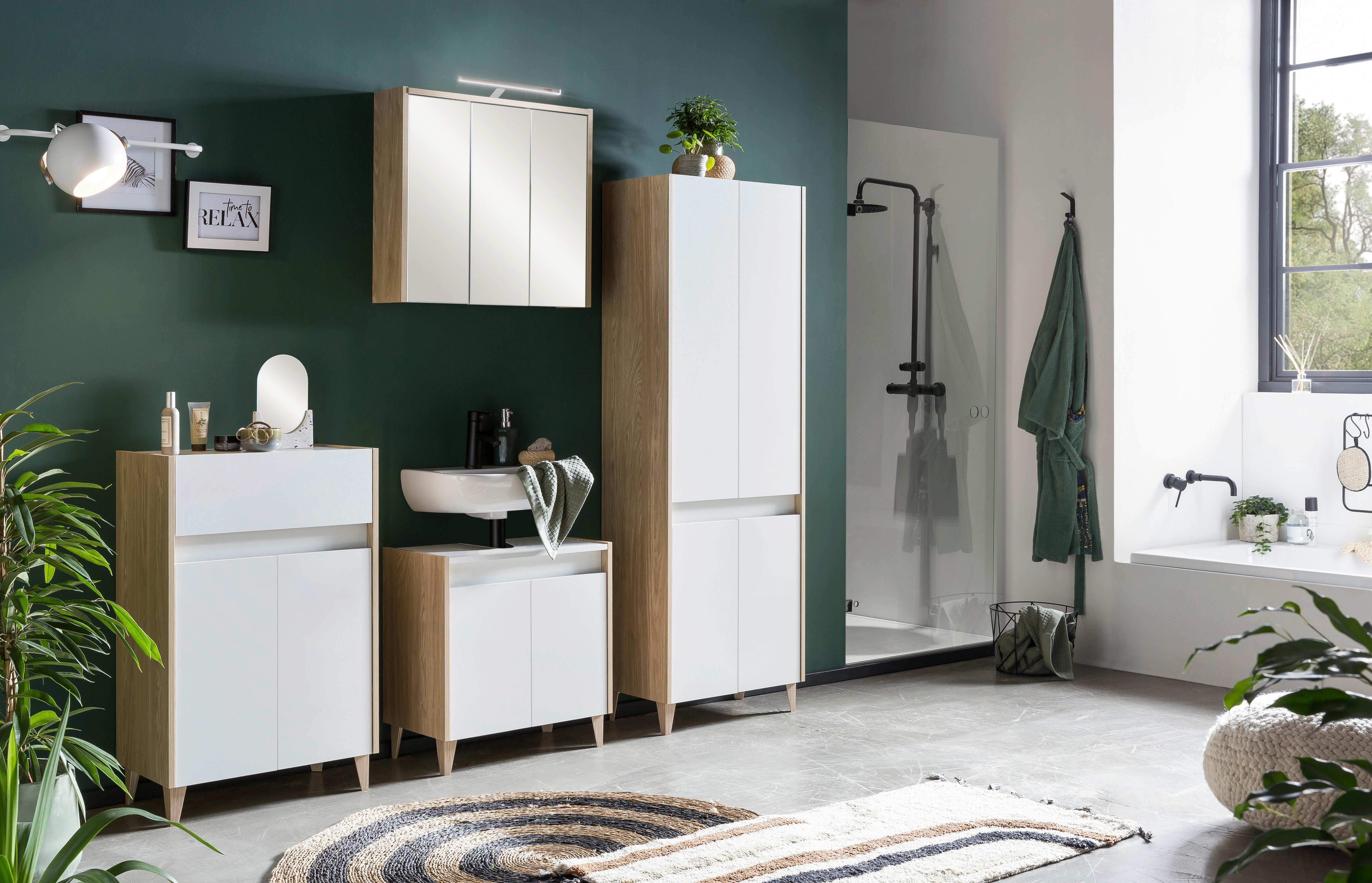 SZAFKA POD UMYWALKĘ ELBA WBU 800 - kolor dębowy/biały, Modern, materiał drewnopochodny/tworzywo sztuczne (80/60,1/33cm) - MID.YOU
