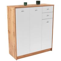 Komód 3 Ajtó 2 Fiók 4-You - krómszínű/tölgyfa színű, Modern, műanyag/faalapú anyag (109,1/111,4/34,6cm)