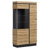 Vitrină CORTE - culoare lemn stejar/gri, Trend, sticlă/material pe bază de lemn (103,6/200,5/40cm) - Modern Living