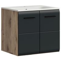 WASCHTISCHKOMBI ICE - Eiche dunkel/Weiss, Basics, Keramik/Holzwerkstoff (60cm) - MID.YOU