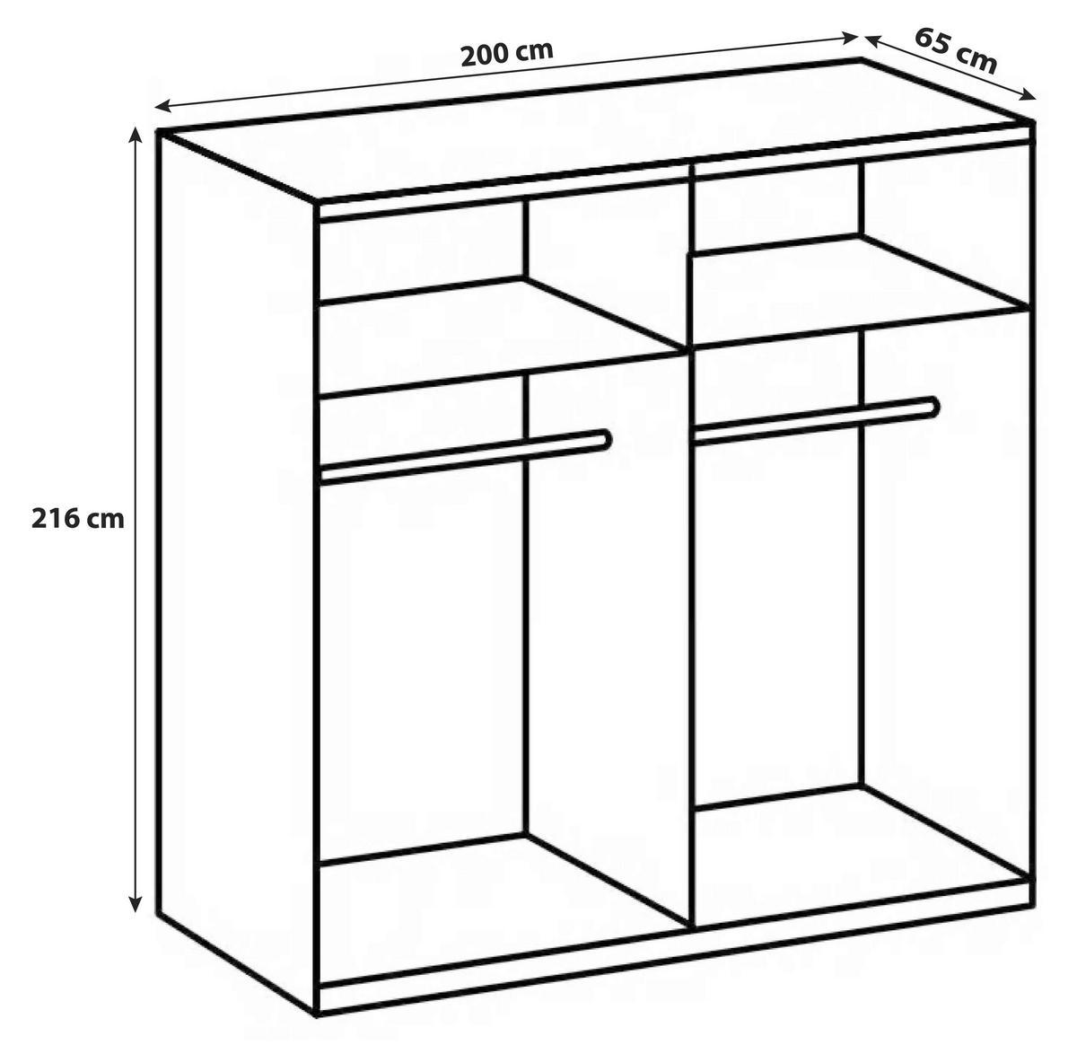 Ormar S Kliznim Vratima Level 36a - boje hrasta/boje kroma, Moderno, drvni materijal (200/216/65cm) - Modern Living