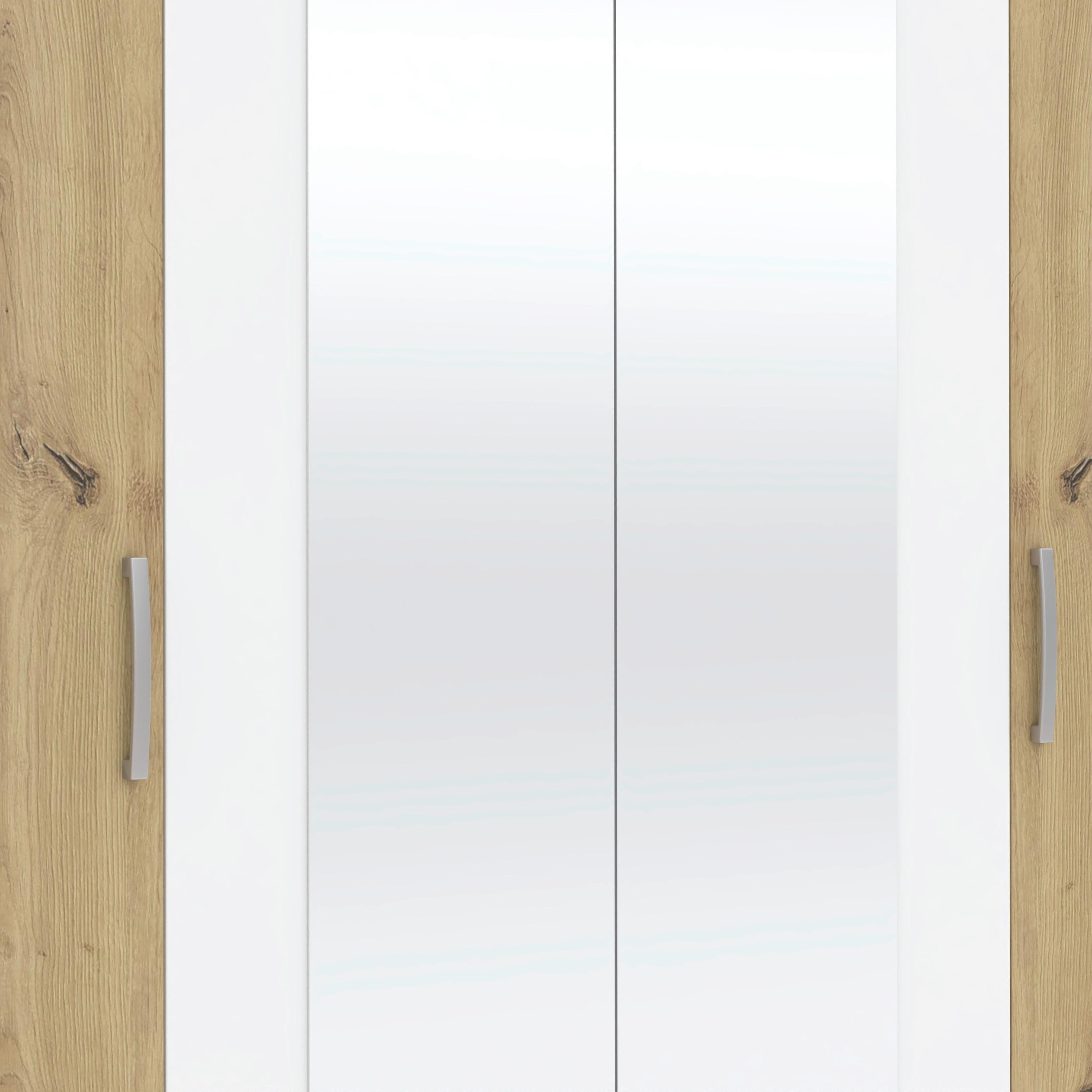 GARDEROB MED GÅNGJÄRNSDÖRRAR JAN -EXKLUSIV- - vit/kromfärg, Klassisk, trämaterial/glas (180/210/52cm) - Mömax