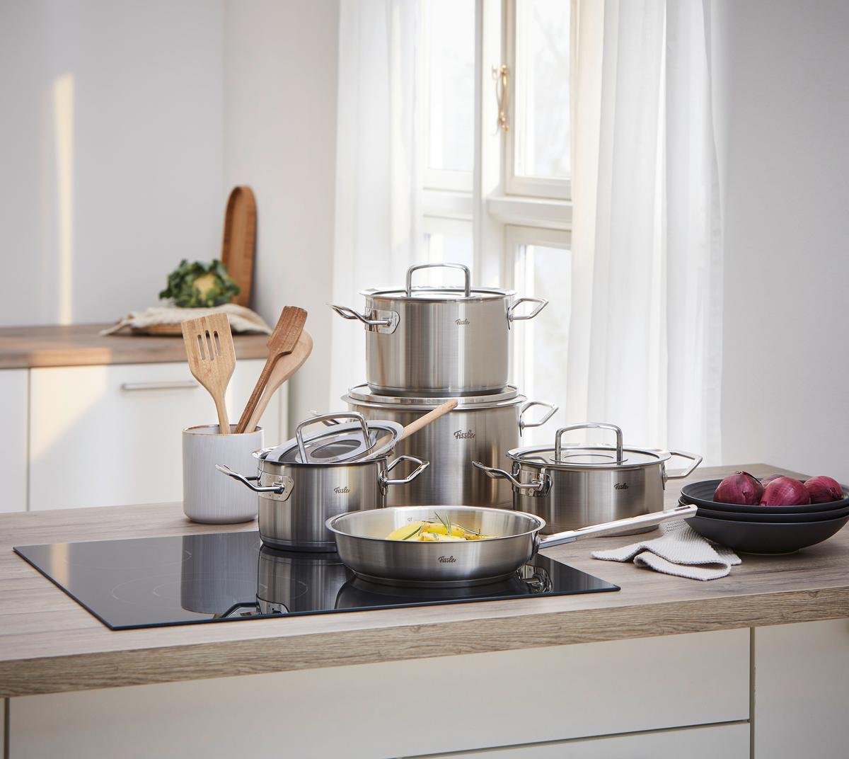 ZESTAW GARNKÓW 084-379-05-000/0 FISSLER - kolor srebrny, Basics, metal/szkło - Fissler