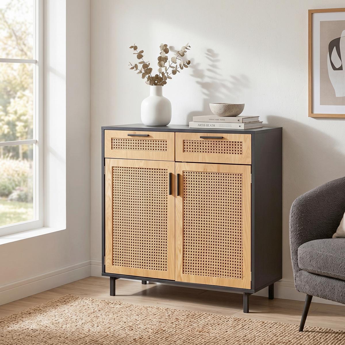Sideboard Wl6.830 - Schwarz/Braun, Konventionell, Holzwerkstoff/Metall (80/86,5/40cm) - Livetastic