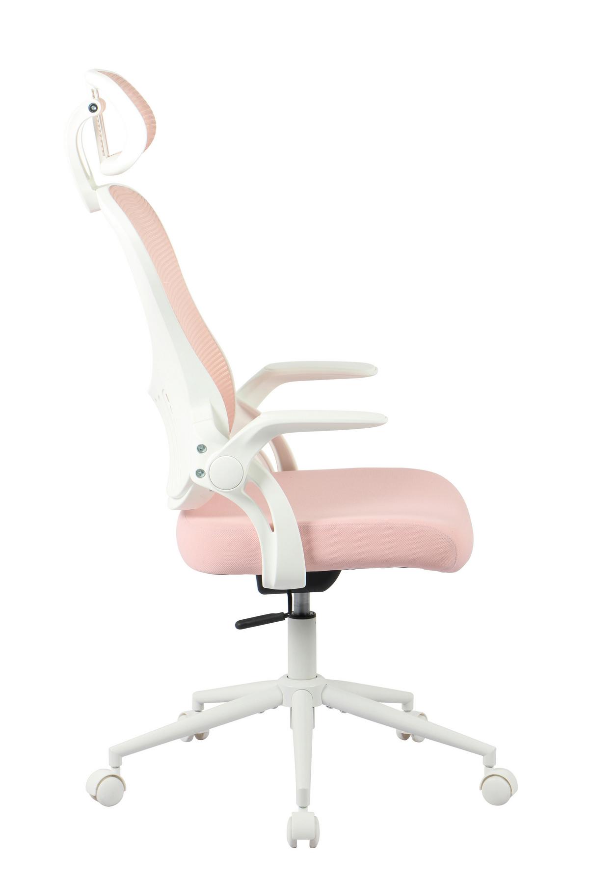 DREHSTUHL POLLY - Weiss/Pink, Modern, Kunststoff/Textil (68/116-133/64cm) - Mömax