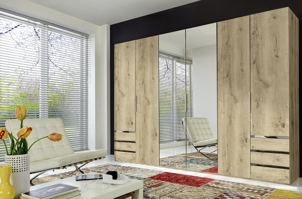Ormar S Klasičnim Vratima Level 36a - boje hrasta/boje kroma, Moderno, staklo/drvni materijal (300/216/58cm) - Modern Living