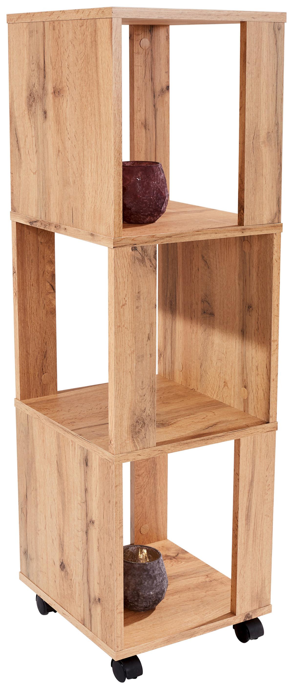Etajeră Rolly - culoare lemn stejar, Modern, plastic/material pe bază de lemn (34/111/34cm) - Modern Living