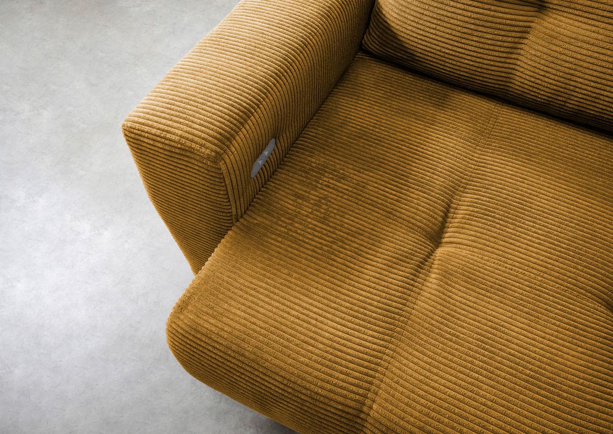 Wohnlandschaft Restato Goldfarben Cord - Goldfarben/Schwarz, MODERN, Holz/Textil (246/177cm) - MID.YOU