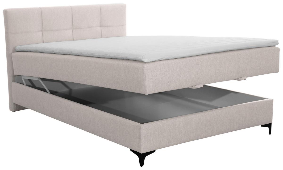 Box Krevet Freddie - bež/crna, Konvencionalno, tekstil/metal (140/200cm)