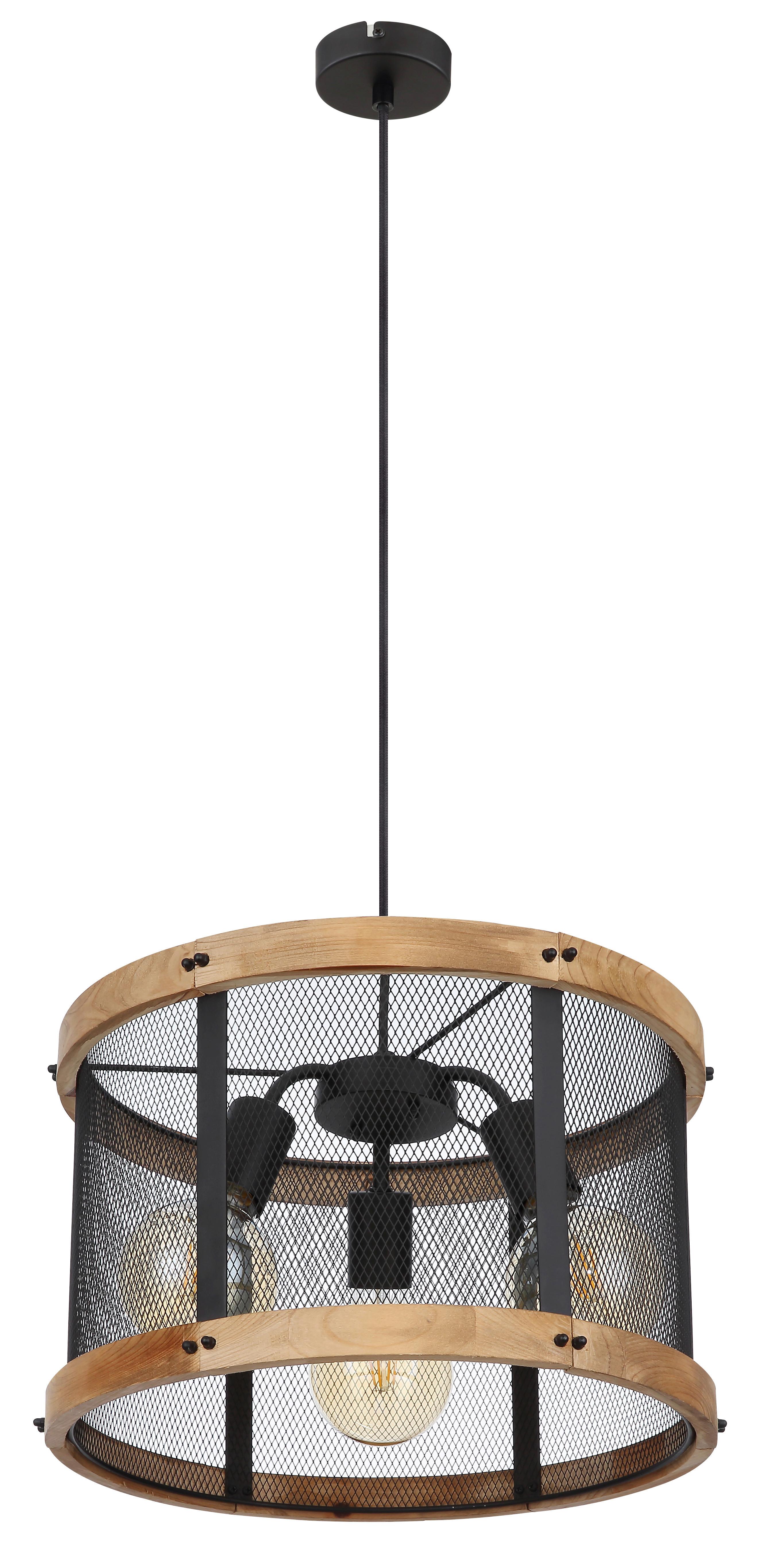 Viseča Svetilka 15661h1 - črna/temno rjava, Natur, kovina/les (40/120cm) - Globo