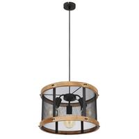 Hängeleuchte 15661H1 in Dunkelbraun max. 40 Watt - Dunkelbraun/Schwarz, Natur, Holz/Metall (40/120cm) - Globo