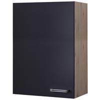 Küchenoberschrank Anthrazit/Eiche - Edelstahlfarben/Eichefarben, MODERN, Holzwerkstoff/Metall (60/89/32cm) - FlexWell